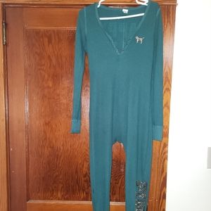 PINK holiday christmas full body size M green pajama cheeky sexy cute